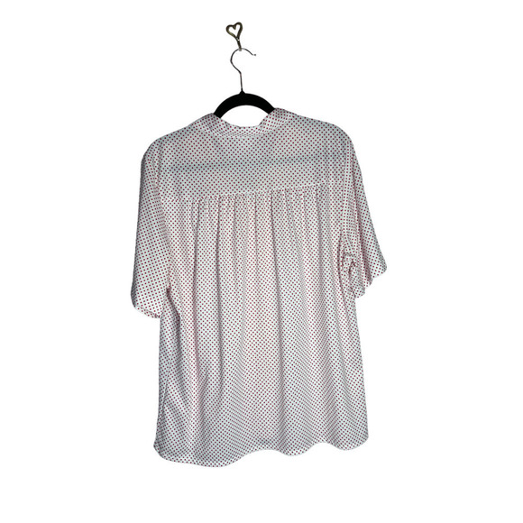 BonWorth Vintage Polka Dot Red and White Womens Button Up Short Sleeve Shirt L - Picture 3 of 5